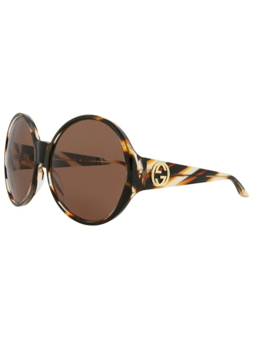 New Gucci Women's Sunglasses Round Oval Acetate Frame Havana Havana Brown